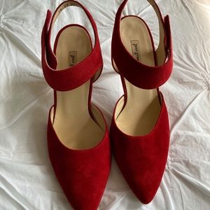 Beautiful Paul Green red suede heels.